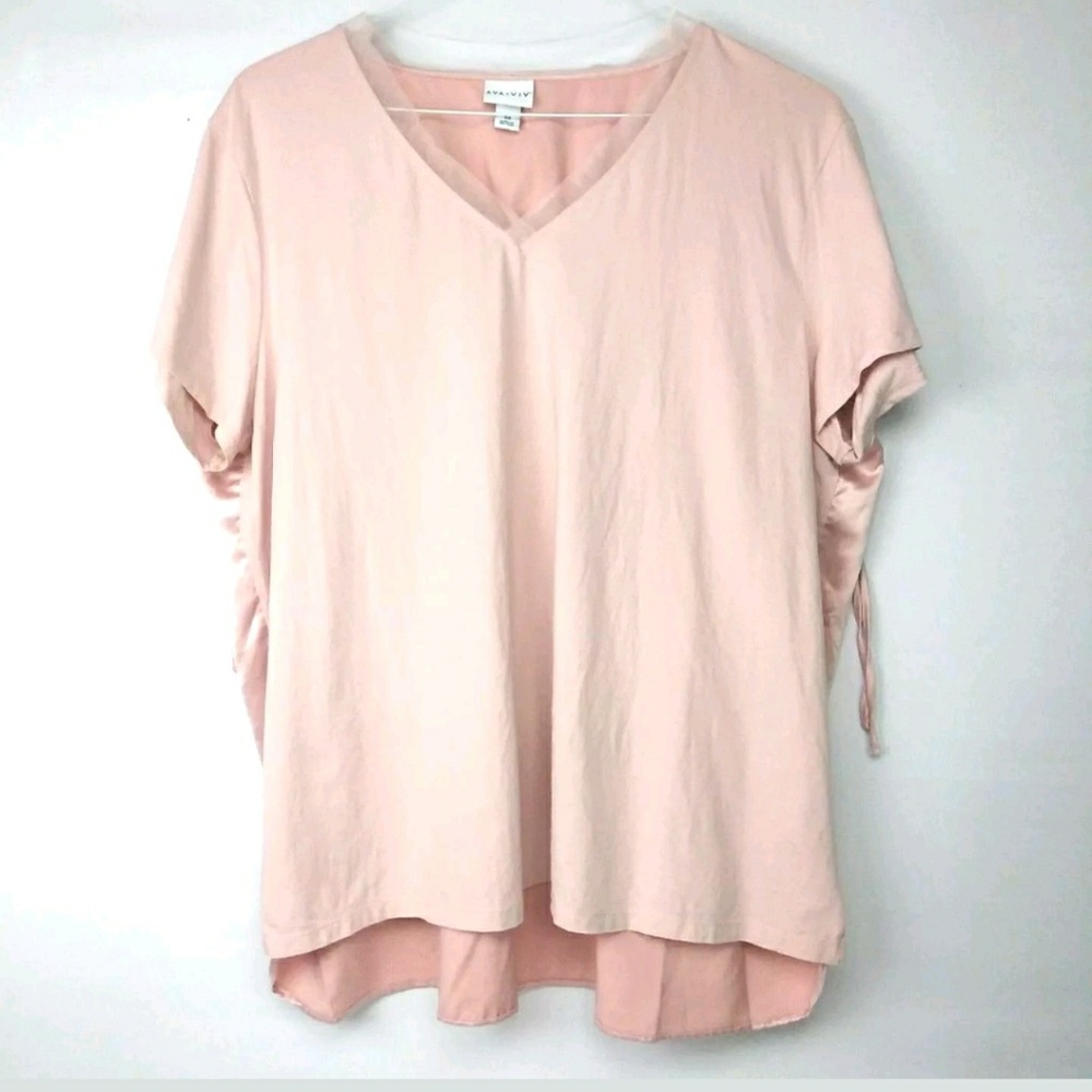 Ava & Viv Blush Pink Satin Blouse